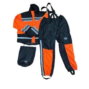 Harley Davidson Hi-Visibility Men's XL Rain Suit Jacket & Pants Bag 3 Pieces